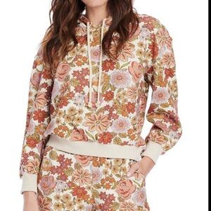 saltwater LUXE‎ Designed In LA Linen Cotton Viscose Floral Lightweight Hoodie S